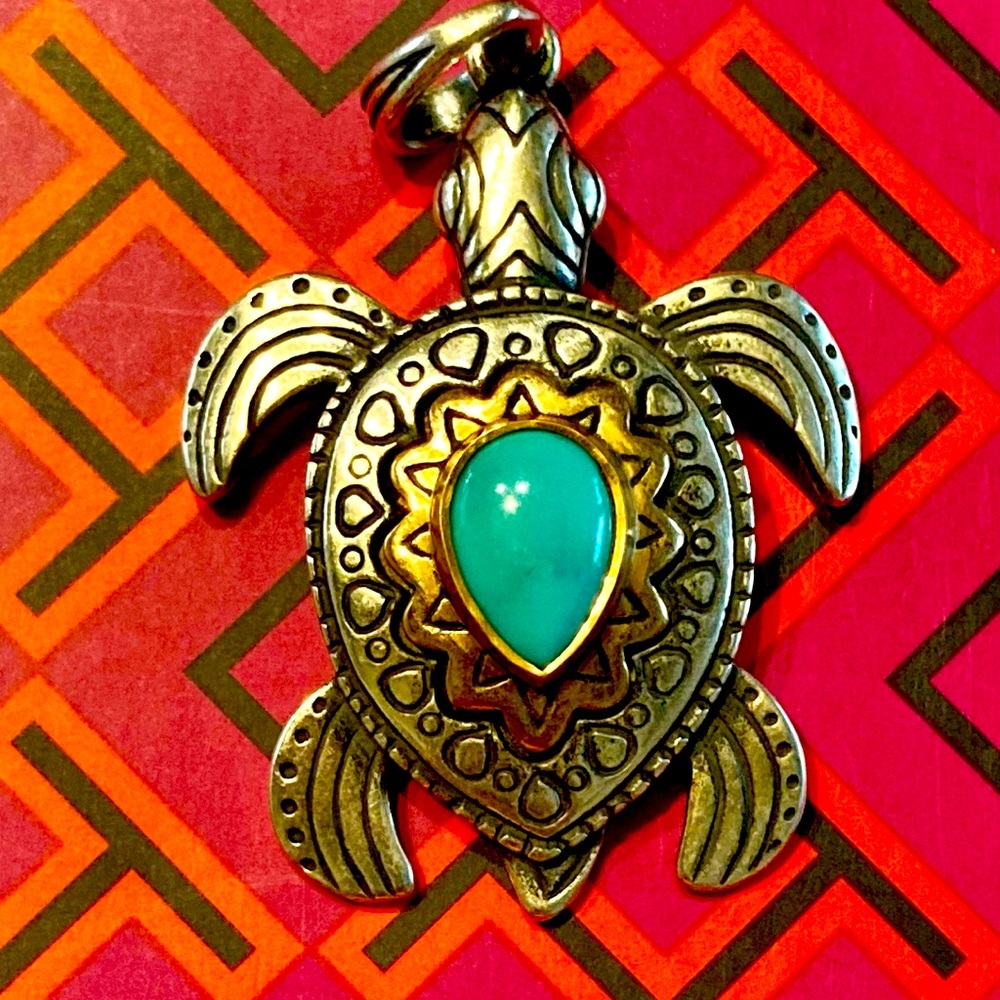 New James Avery Sea Turtle Pendant with Turquoise